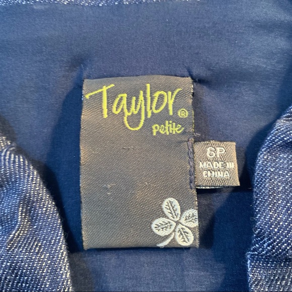 TAYLOR WOMENS 100% Linen DRESS SIZE PETITE 6 BLue SLEEVELESS ZIP A-LINED DRESS. - Picture 12 of 12